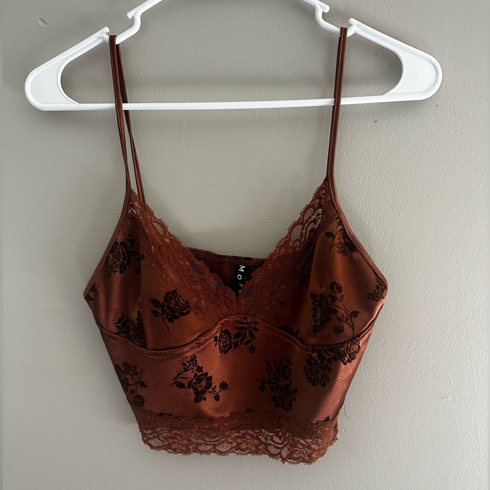 Cami cropped brown tank top